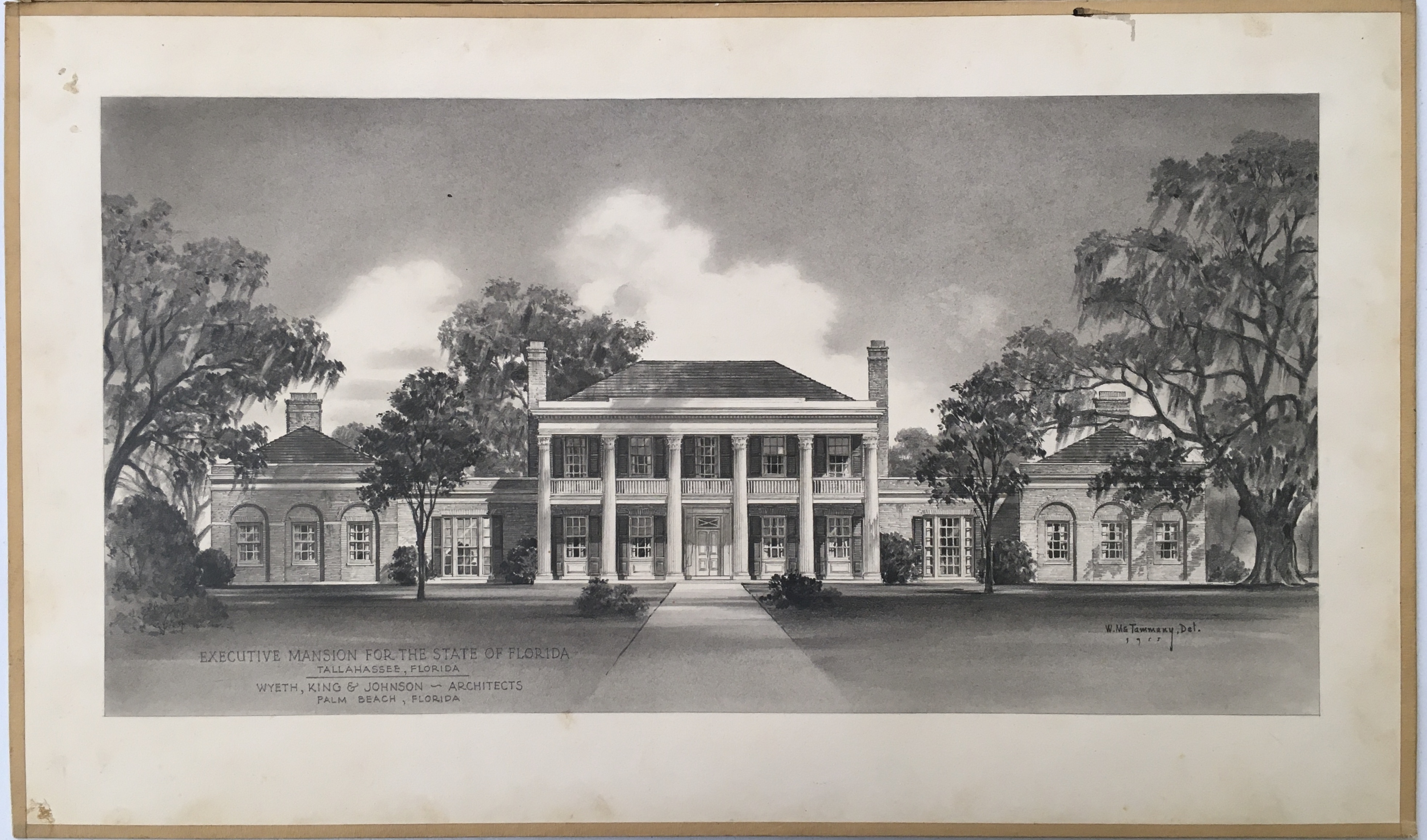 W. McTammany's architectural drawing of an option for the new Florida Governor's Mansion, 1955.