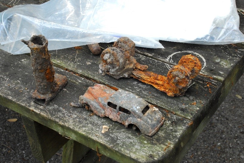 Artifacts found in the cistern at The Grove