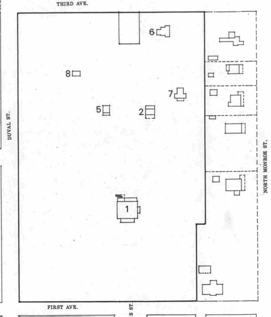 1944 Sanborn Insurance map for The Grove, adapted by Lesile Divoll in 1992. 