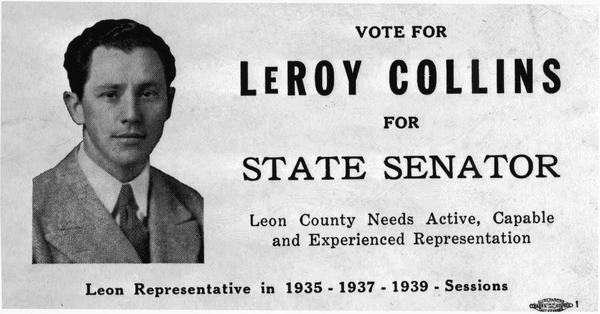 LeRoy Collins for Senate Campaign Card, ca. 1940.