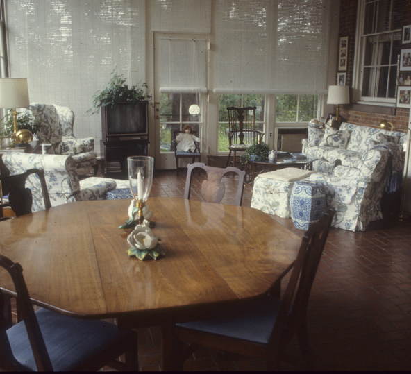 View of Florida Room during a furniture inventory of The Grove taken in 1988. 